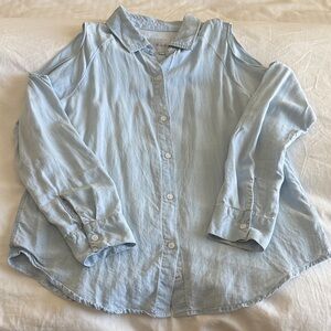 Rails Light Blue Cold Shoulder Button-Up Shirt size small